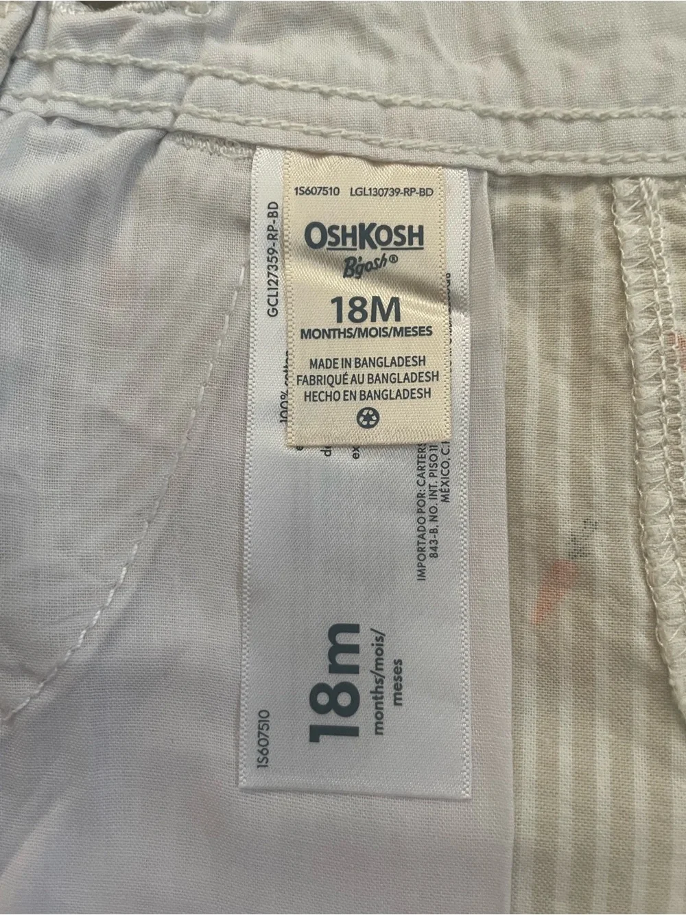 Oshkosh B’gosh Carrot Print Striped Shortalls - Cream (18 Months Baby/Toddler)